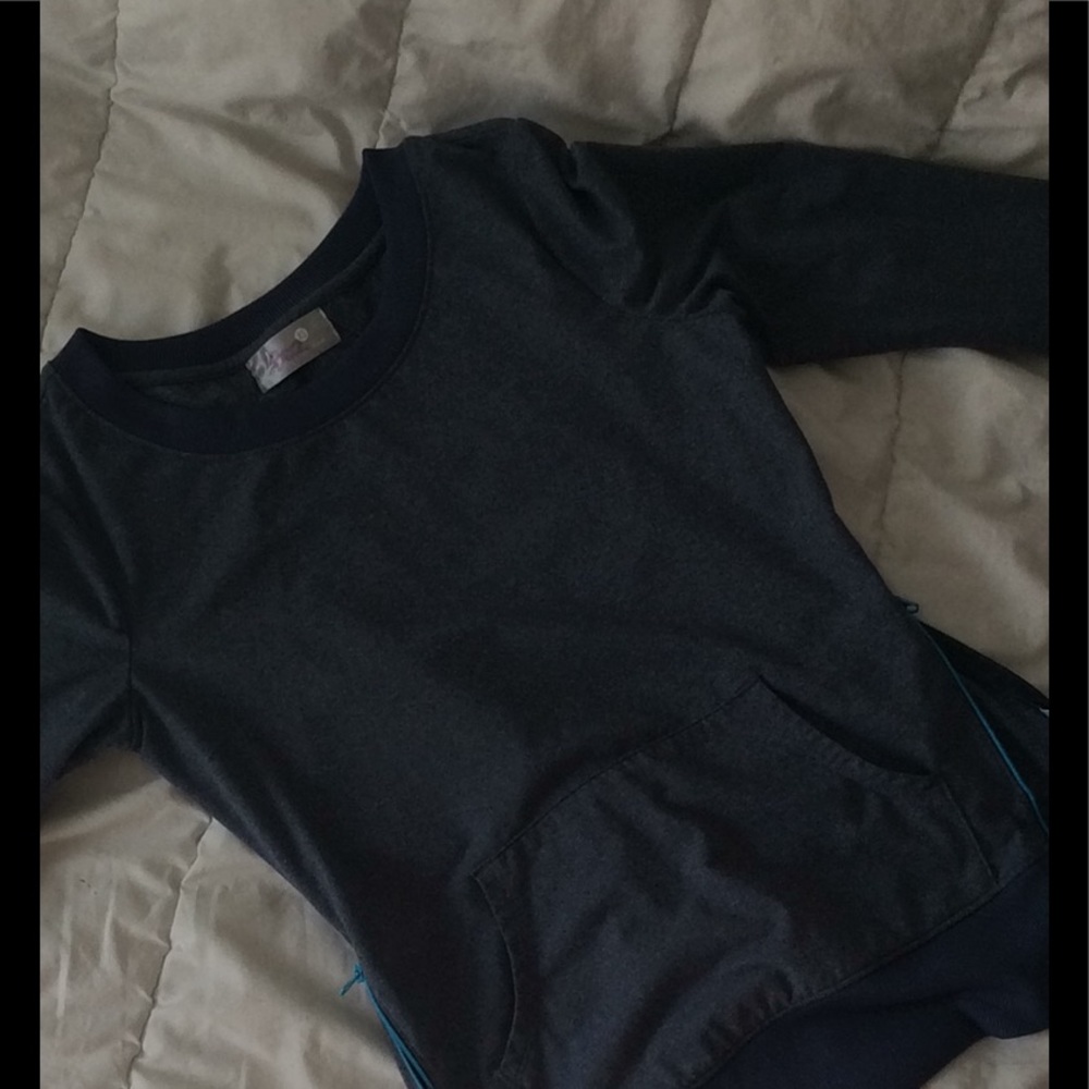 dark blue athletic pullover sweatshirt
